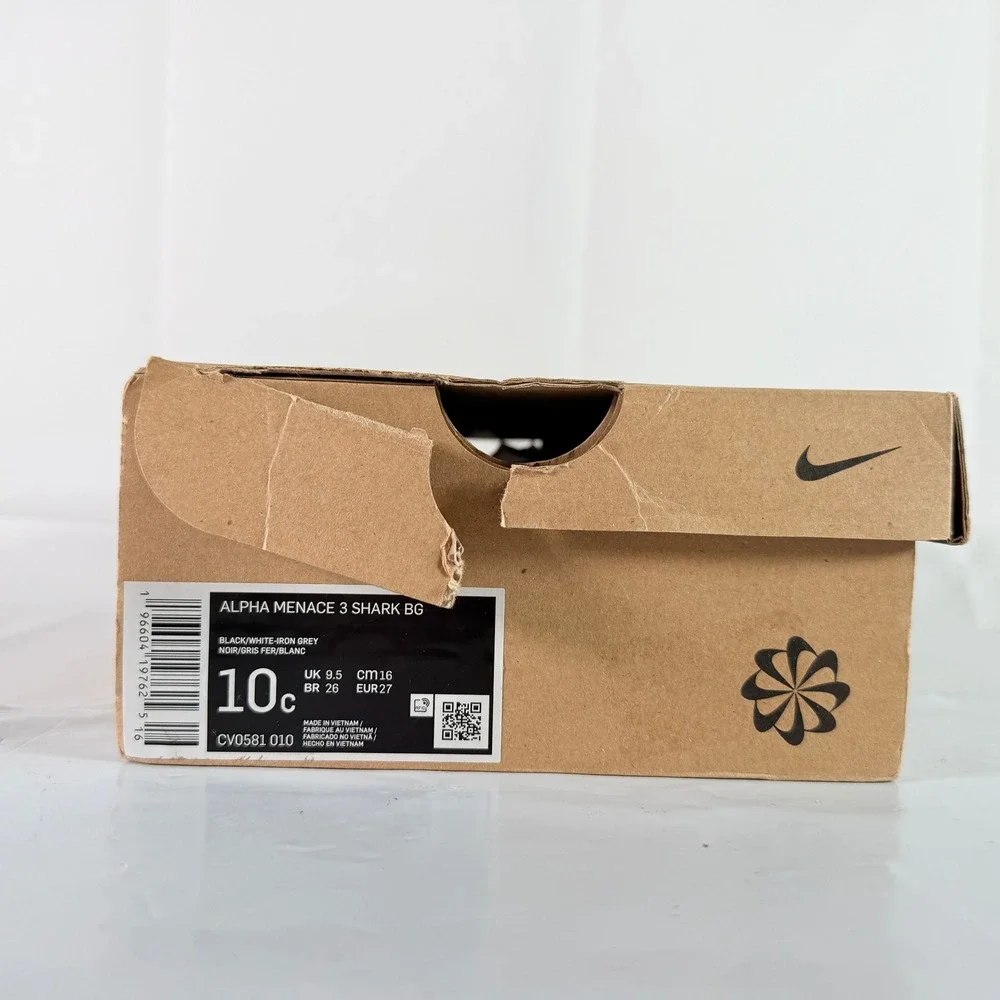 Nike Alpha Menace 3 Shark BG Football Cleats Black Grey Size‎ 10C CV0581-010